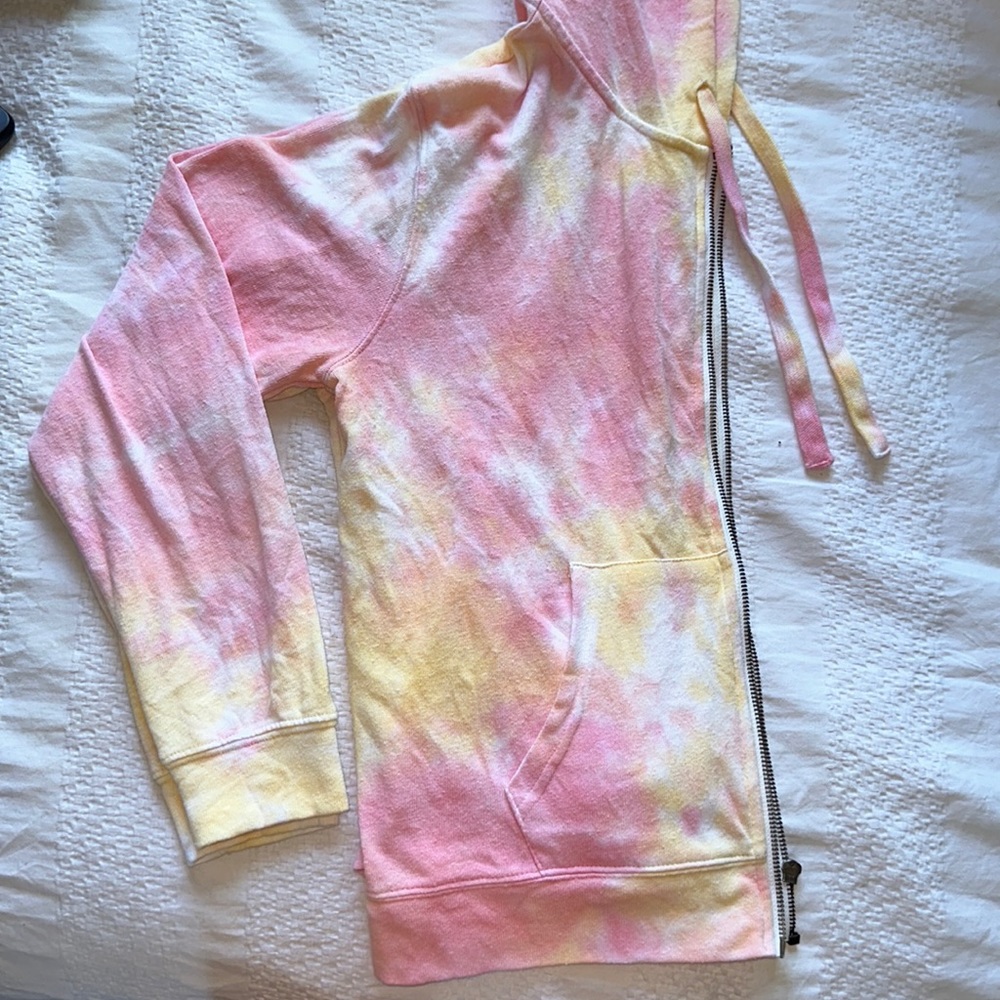 Splendid medium pink and yellow tie-dye zip up